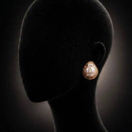 Handcrafted, gold plated studs Fresh water baroque pearls